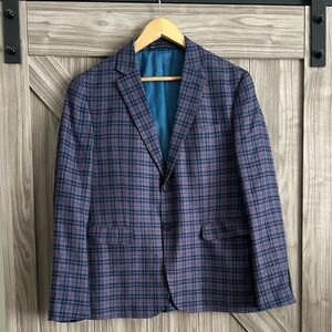 Original Penguin Men's Blue and Red Plaid Sports coat